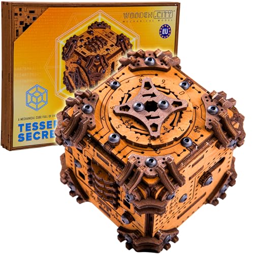 WOODEN.CITY Tesseract's Secret - Wooden Puzzle Box for Adults - 3D Brain Teaser Puzzle Kit - Escape Room in a Box Challenge - Unique Gift for Men & Women - Made in EU - 3D Wooden Puzzles for Adults