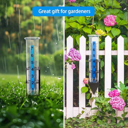 Rain Gauge Outdoor, 7" Capacity Large Rain Gauge Outdoors (Black) - color: Black