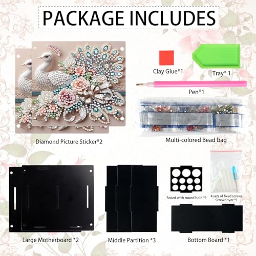 DIY 5D Acrylic Diamond Painting Pen Holder, Elegant Peacock Desk Organizer with Beads, Crystal Rhinestones Diamond Art Pencil Organizer for Home, Office & Gift - color: Peacock