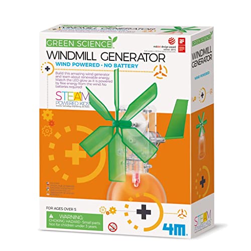 4M Toysmith, Green Science Windmill Generator Kit, DIY Science Kit With LED Lights, For Boys & Girls Ages 8+ (Packaging May Vary) - style: Windmill Generator Kit