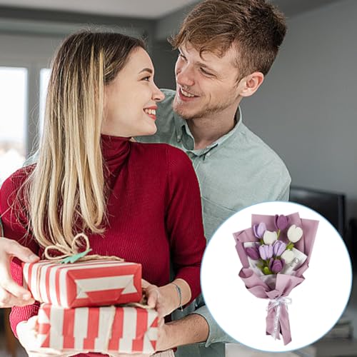 INFUNLY 10 pcs Tulip Crochet Kits for Beginners Complete Flower Crochet Kits for Adults Starters with Instruction and Video Tutorials Crochet Kit Gift for Mother's Day Wedding Birthday - style: Purple Tulips