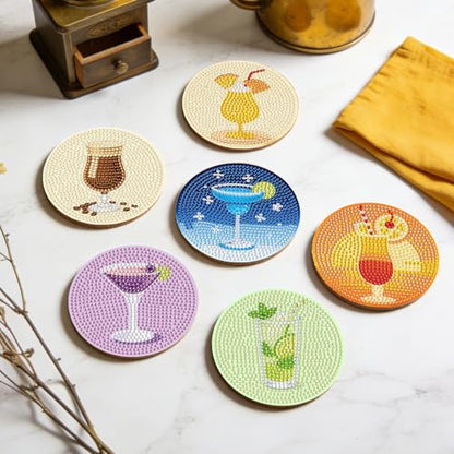 Leatrice 8PCS Diamond Art Coasters Set Diamond Painting Kits for Adults - color: AB cup