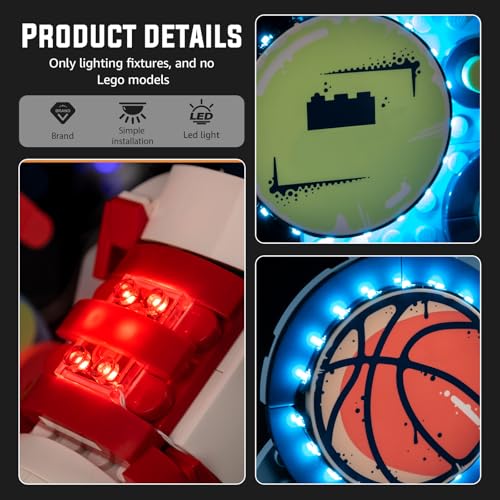 Nitemode LED Light Kit Compatible with Lego Nike Dunk Trickshot 43021, Upgraded Remote Control Multi-Light Effect Sequence Design Lighting Accessories(Light Only)
