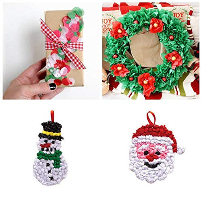 3000 Pcs Christmas Red Green White Tissue Paper Squares 1.2" Tissue Paper Confettis Round Circle 1" for Kids DIY New Year Holiday Tree Ornaments Wreaths Cone Scrapbooking Decors