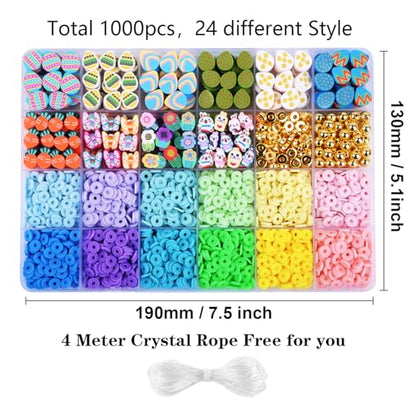 BBita 2480pcs Easter Polymer Clay Beads Bracelet Making kit, 24 Style Cute Fun Beads Charms for Jewelry Necklace Earring Making DIY Accessories for Women Girls - color: C3#Easter