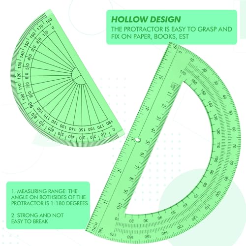 EBOOT 2 Pcs Plastic Protractors - color: Green