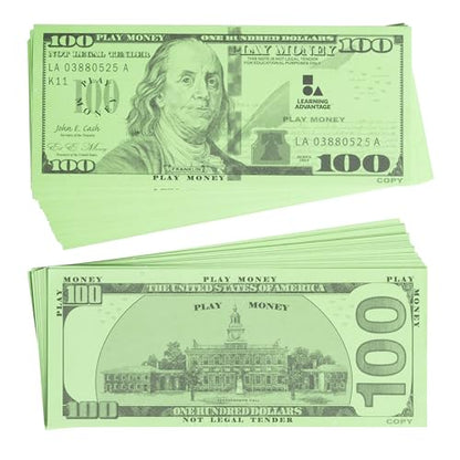 Learning Advantage One Hundred Dollar Play Bills, Set of 50 Paper Bills - style: $100 Bills