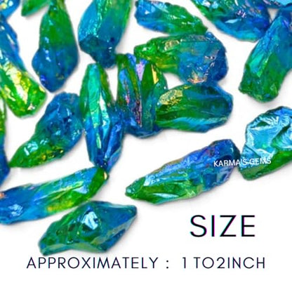 Crystals, Rocks, Jade, Crystals and Healing Stones, Witchcraft Supplies, Healing Crystals, Stones, Healing Stones, Rock Collection, Agate, Raw Stones (Aqua-Green Aura Quartz, 2 Pcs) - color: Aqua-green Aura Quartz