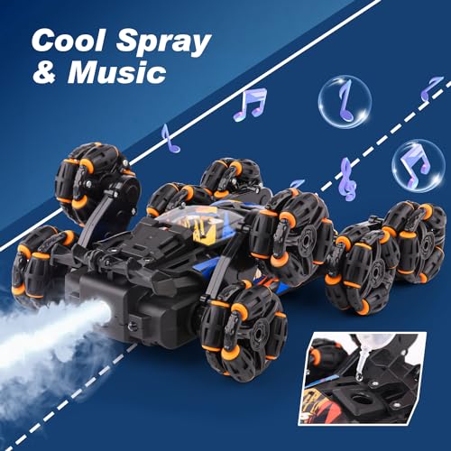 NEXBOX Cool 8 Wheels Hand Controlled rc Stunt Car Toys, Gesture Sensing Remote Control Cars for Boys Age 6 7 8-12 13 14 Year Old, Birthday Gifts Ideas for Kids - color: Black, Blue