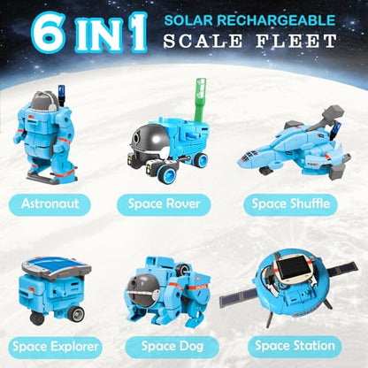 STEM Education Solar Robots Toys for Kids Age 8+, 6-in-1 DIY Science Kit Space Toys, 120 Pcs Building Experiment Robotics Set Birthday Gifts for Boys & Girls - color: Blue