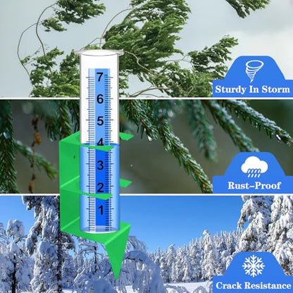 Rain Gauge Outdoor, 7" Capacity Large Rain Gauge Outdoors (Green) - color: Green
