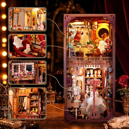 fifijoy DIY Book Nook Kit Theatre Dressing Room with White Light - color: Theatre Dressing Room