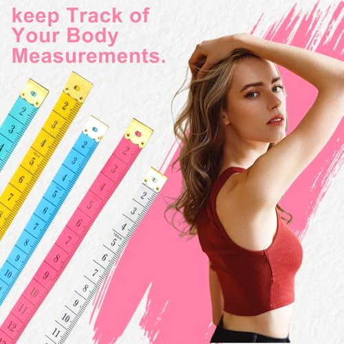 Tape Measure Soft Measuring Tape 60-Inch Double Scale Ruler Fabric Sewing Tailor Cloth Measurement Craft Supplies,5 Pack, 5 Color