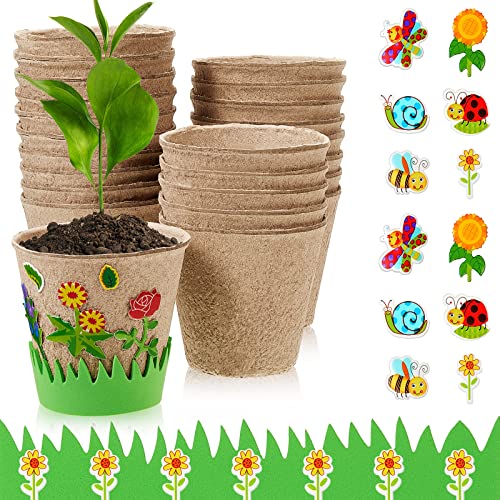 Jecery 12 Sets Garden Planting Kit DIY Foam Pots for Plants with Stickers
