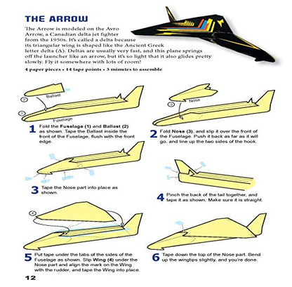 Instant Paper Airplanes Kit: 12 Pop-out Airplanes You Tape Together and Fly in Minutes! [12 precut pop-out airplanes; slingshot launcher, tape & full-color book]