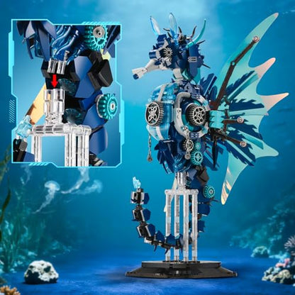Mechanical Seahorse Building Set for Adult,Ocean Animal Building Block Toy - style: Seahorse