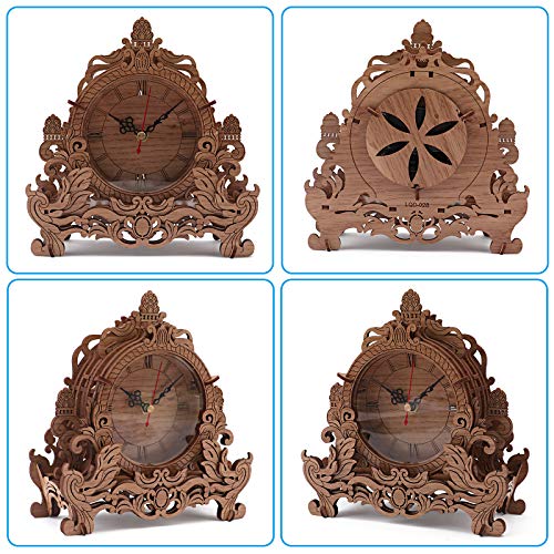 OWNONE1 Wooden 3D Puzzle Clock Model Kit for Adults, DIY Desk Clock, Dark Wooden 3D Puzzles, Crafts Gifts for Kids Children - style: Clock