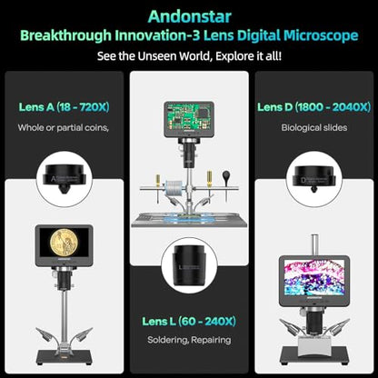 Andonstar AD246S-M Plus 2160P 7'' HDMI Soldering Digital Microscope - size: 7 Inch