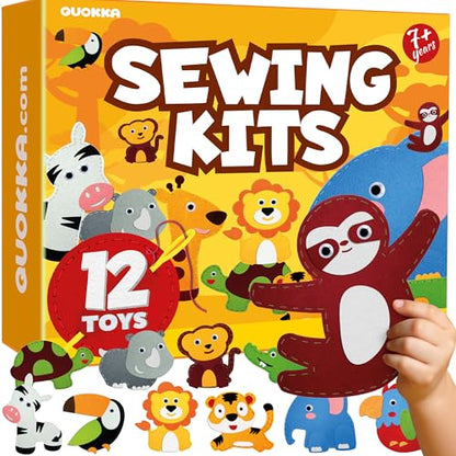 Sewing Kit for Kids Ages 4-8 - 12 Beginner DIY Kids Sewing Crafts Ages 4-7 - color: 6.0 Safari