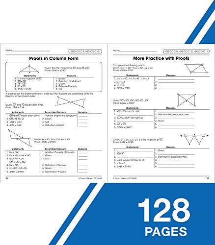 Carson Dellosa The 100 Series Geometry Workbook, Math Book for Grades 8 and Up Covering Trigonometry, Geometric Equations, and More, Classroom or Homeschool Curriculum (Volume 7)