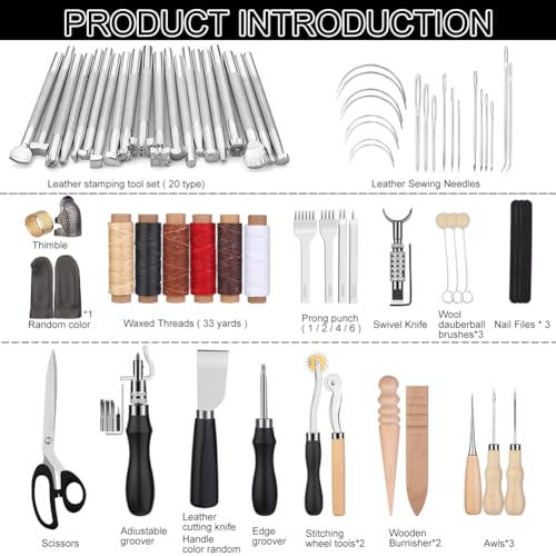 TLKKUE Leather Working Tools Leather Craft Tools for Carving Stamping