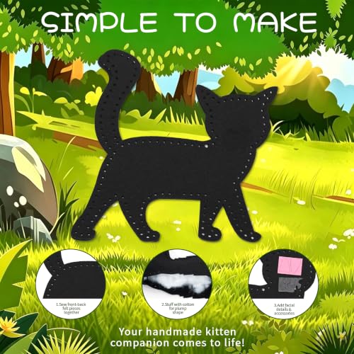 GOASION Sewing Kit for Kids, 12 Pcs Cat Crafts Sewing Kit, Ages 5-8-12 - color: Cat Sewing Set - 12 Pack