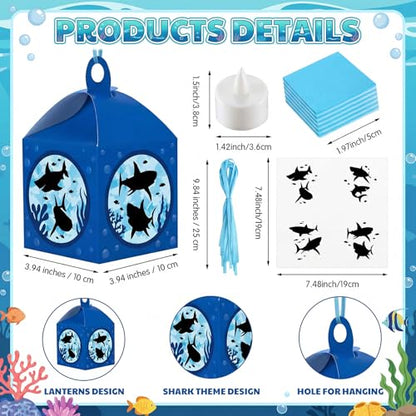 Simgoing 12 Sets Summer Shark Crafts DIY Shark Tissue Paper Beach Craft kit - style: Summer Shark
