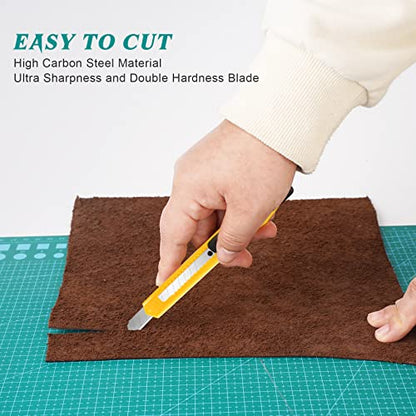 20-Pack Retractable Utility Cutter | Auto-Lock Design with 9mm Snap-off Blades | Carton & Cardboard Opener for Office/Home | Disposable Exacto Razor Tool - color: 20 Pack - Red, Yellow, Blue, Green