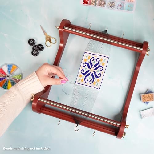 The Beadsmith Wooden Bead Loom - size: 12.5 x 13 x 3.5 inches