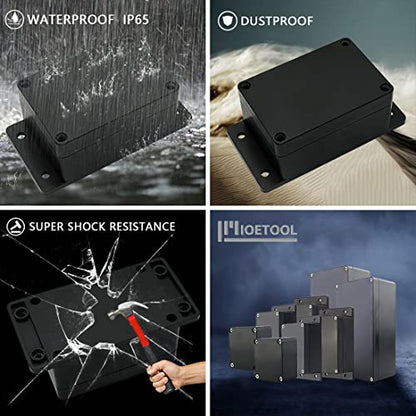 Junction Box Waterproof Dustproof IP65 ABS Plastic Universal Electric Project Enclosure Black with Fixed Ear 3.94" x 2.68" x 1.97"(100 x 68 x 50 mm)(Pack of 2) - size: 3.94"x2.68"x1.97"(Pack of 2)