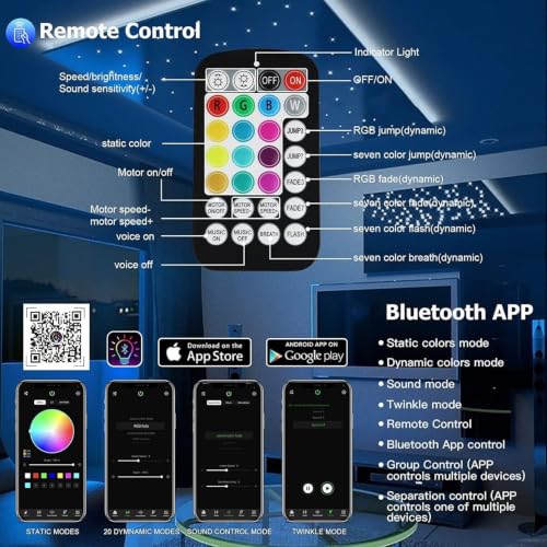 AMKI 16W Starlight Headliner Kit Twinkle+Sound Activated 200pcs 0.03in 6.5ft Cable End Glow Fiber Optic Light APP/Remote Control RGBW Starlight Box for Car Home Star Ceiling Decor - size: 200pcs*0.03in*6.5ft+Regular