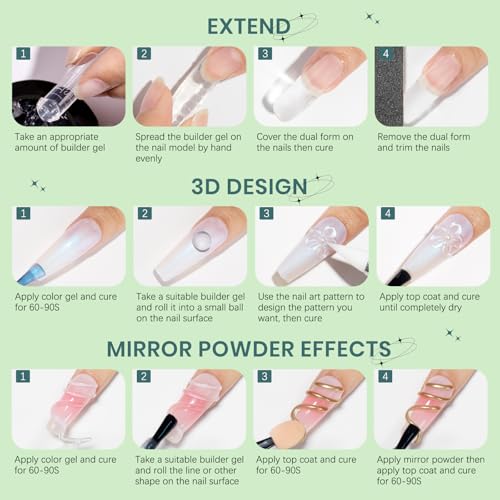Solid Builder Gel for Nails 3D Nail Gel Art Non-Stick Hand Sculpture Gel - color: Clear&Aurora Blue