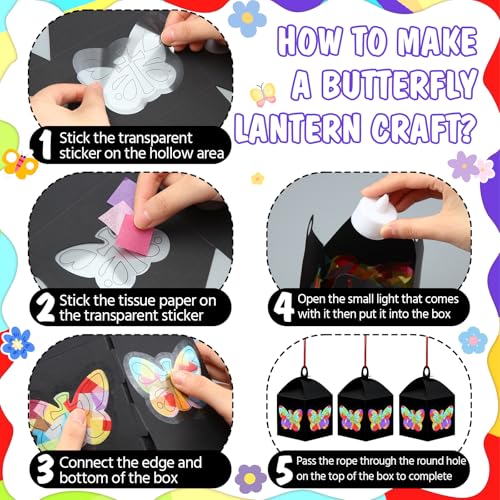 Simgoing 12 Set Lantern Craft Butterfly Cross Tissue Paper Religious Craft - style: Religious Butterfly