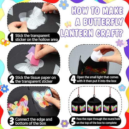 Simgoing 12 Set Lantern Craft Butterfly Cross Tissue Paper Religious Craft - style: Religious Butterfly