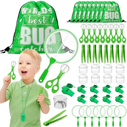 Silipull 48 Pcs Bug Catching Kit for Kid Bulk, Outdoor Explorer Kit, Green - color: Green