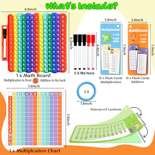 Addition Flash Cards + Multiplication Flash Cards + Math Board - color: C+j+p