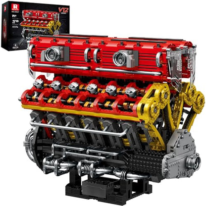 Reobrix V12 Engine Building Block Sets Sports Car Engine Model Kit