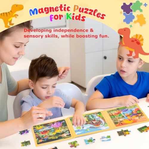 LovesTown Magnetic Puzzles Book, Dinosaur, 48 Piece - size: Medium, style: Dinosaur