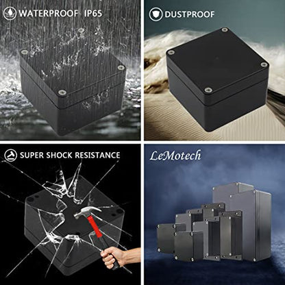 LeMotech Junction Box IP65 Waterproof Project Box Dustproof ABS Plastic Electrical Boxes Universal Enclosure for Electronic Black 3.29x 3.19x 2.2 inch (83 x 81 x 56mm)(Pack of 1) - color: Black (1 pack), size: 3.27" x 3.19" x 2.2"