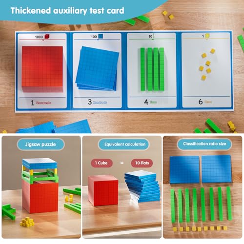 2 pack Base Ten Blocks Plastic Place Value Blocks with 80 rod - style: 2p