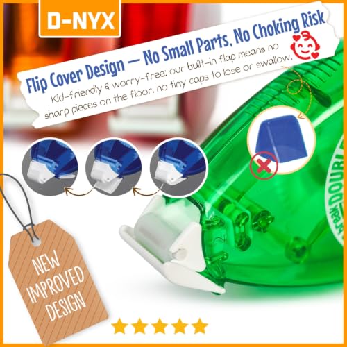 D-NYX 6 Pack Double Sided Tape Roller, Scrapbook Supplies, Double-Sided Adhesive Tape Runner for Scrapbooking, Glue Tape Roller for Crafts, School Office Journaling Supplies - size: 6 Pack