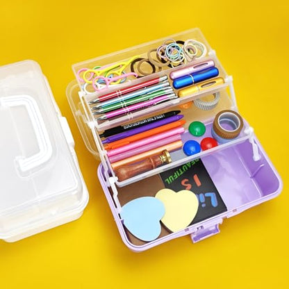 10Inch Tackle Box Organizer and Storage,Three-Layer Sewing Box With 2 Trays - color: Purple