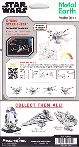 Metal Earth Puzzle 3D X-Wing Starfighter Metal Puzzle Star Wars Building Model Kits for Adults Challenging Level 5.49 X 11.61 X 5.41 Cm
