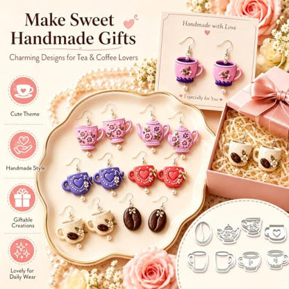 9Pcs Tea Coffee Clay Cutters for Polymer Clay Earrings - color: Cup