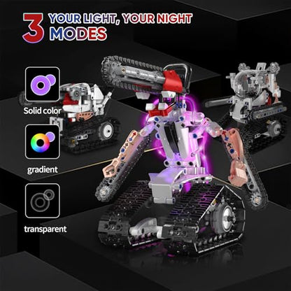 5 in 1 STEM RC Robot Building Kit for Boys, APP & Remote Control Erector Set RC Toys for Kids Blocks 419 Pcs, DIY Build Science Educational Gift for Age 6 7 8 9 10 11 12+ Boys & Girls