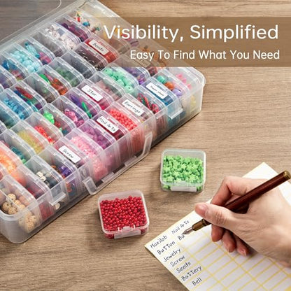 Bead Organizer Box, 120 Pack Small Clear Storage Boxes with Labels, Large Travel Craft Case with Handle, Mini Plastic Containers for Jewelry Making Diamonds DIY Pony Bracelet Screws Seeds Small Parts - size: 2 Pack 120 Pcs