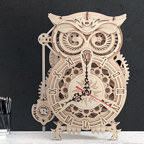ROKR 3D Wooden Puzzles for Adults Mechanical Clock Kits - Owl Clock, DIY Model Building Kits Educational Brain Teaser Puzzles, Crafts/Hobbies/Gifts Desk Decor for Teens