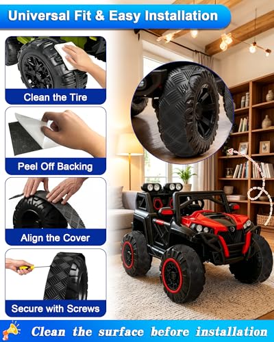 2 Pcs Kids' Electric Car Tire Grips, Rubber Tire Upgrade Kit