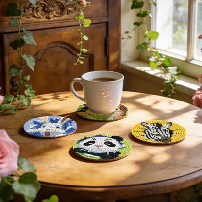 Leatrice 8 PCS Diamond Art Coasters Set Diamond Painting Kits for Adults - color: AB Animal