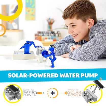 4M Green Science Hybrid Solar Water Pump Kit for Kids Ages 5-12 – STEM Experiment with Solar or Battery Power, DIY Renewable Energy Toy, Educational Science Gift - style: Green Science Hybrid Solar Power Water Pump Science Kit